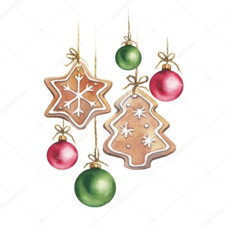 Елочные игрушки акварель