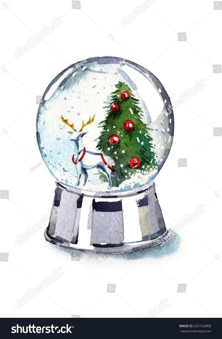 Снежный шар акварелью