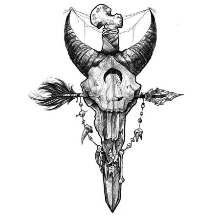 Череп козла тату