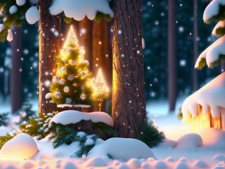 Новогодний лес арт