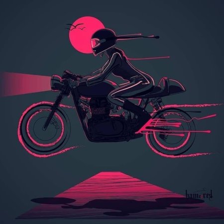 Девушка на мотоцикле арт