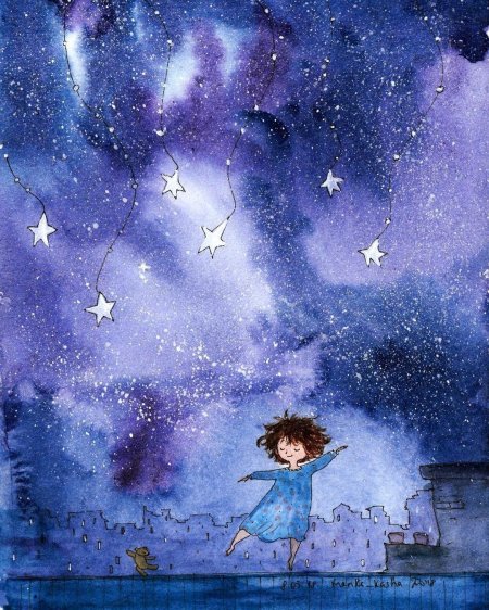 Звездное небо акварелью