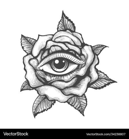 Роза с глазом тату эскиз