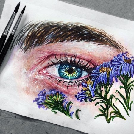 Глаз с цветами рисунок