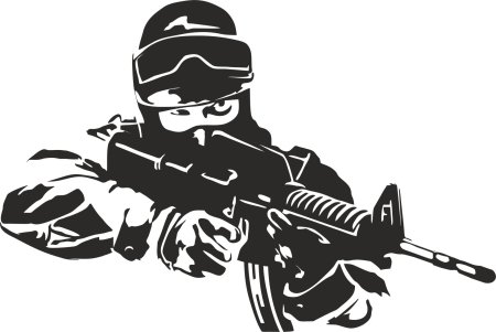 Солдат с автоматом вектор