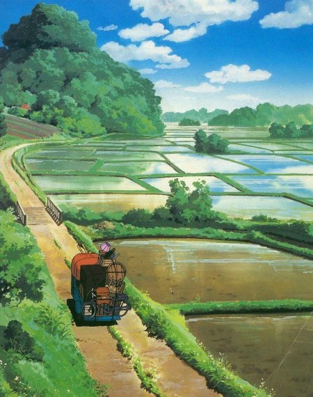 Хаяо Миядзаки пейзажи поле