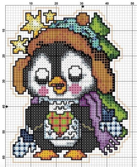 Клоун вышивка