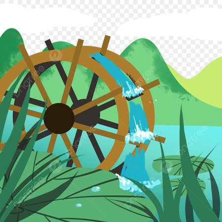 Водяное колесо рисунок