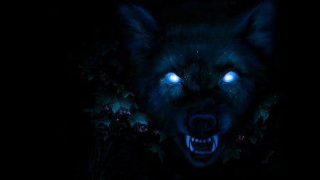 Волк со светящимися глазами