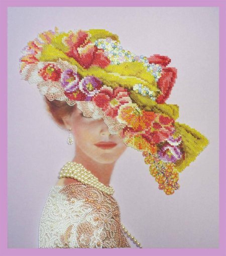 Вышивка дамы в шляпках