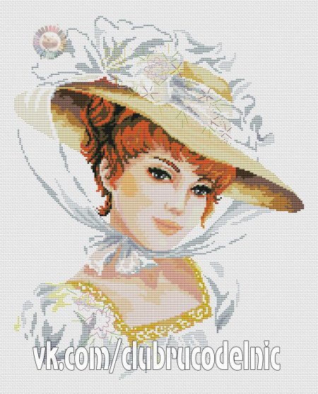 Девушка в шляпке вышивка