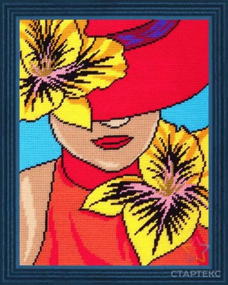 Вышивка дама в шляпе