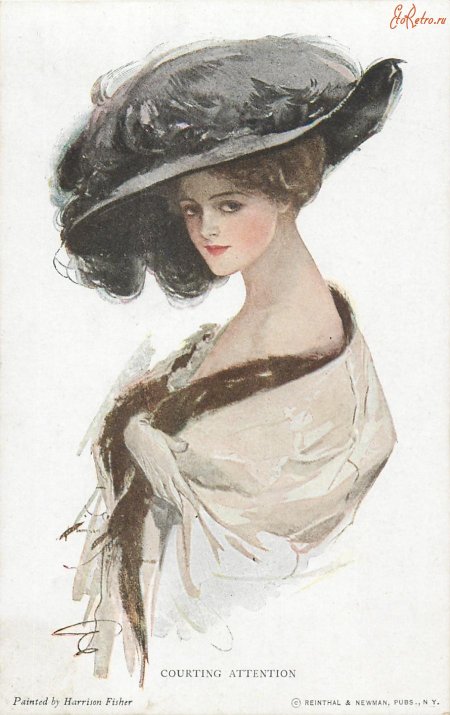 Вышивка крестом дамы в шляпках