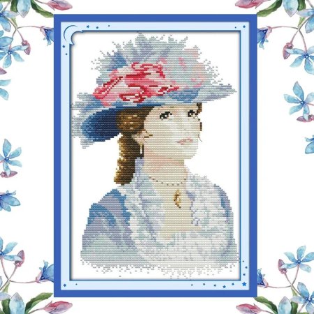 Схема вышивки девушка в шляпе