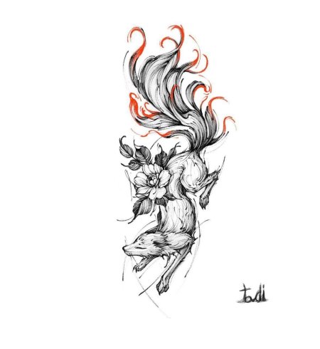 Кицунэ лиса тату