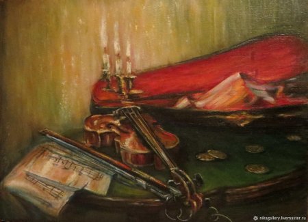 Дед зимой картина маслом скрипач