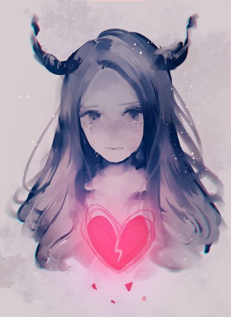 Аниме девочка с сердечком