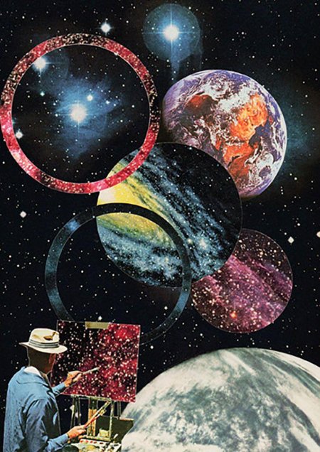 Коллаж человек космос