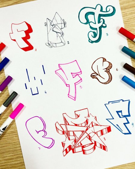 Надпись 23 февраля в стиле граффити