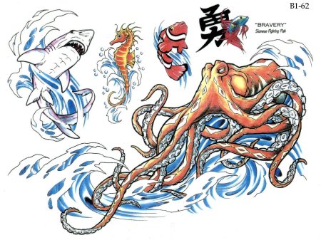 Осьминог тату в японском стиле