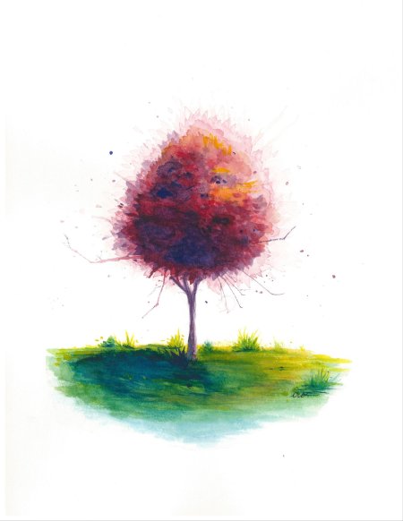Деревья акварелью