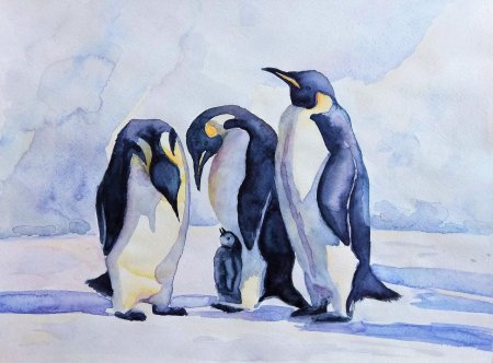 Пингвины живопись