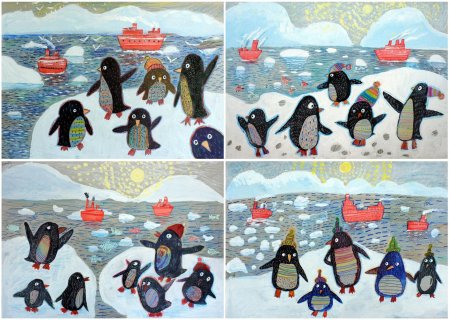Пингвины живопись