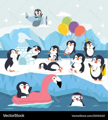 Пингвины милые мультяшные