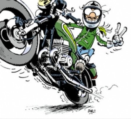 Карикатура мотоциклист