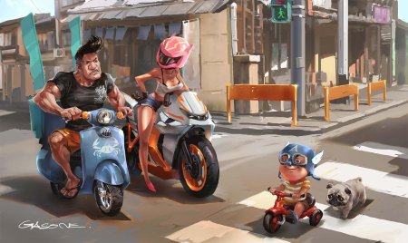 Смешной мотоциклист