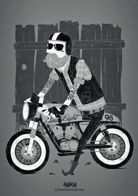 Шарж на мотоцикле