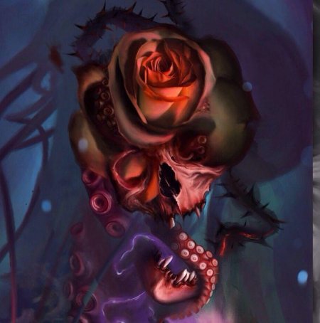 Череп с розой