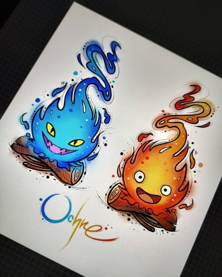 Кальцифер Ходячий замок тату