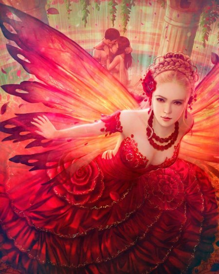 Фея с красными волосами фэнтези