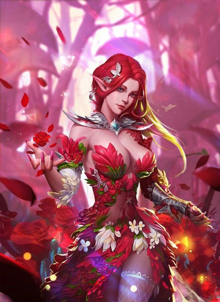 Эльфийка с красными волосами