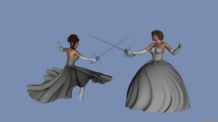 Бой девушек на шпагах 3 д Графика