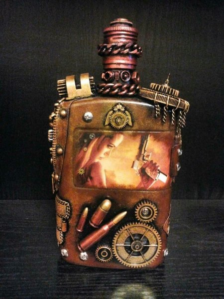 Декор бутылки в стиле стимпанк