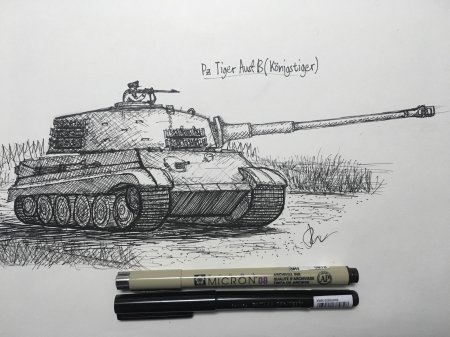 Танк Tiger 2 рисунок