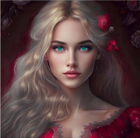 Средневековая блондинка с голубыми глазами арт