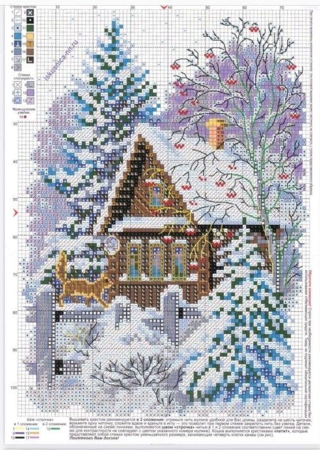 Вышивка крестом зима на даче