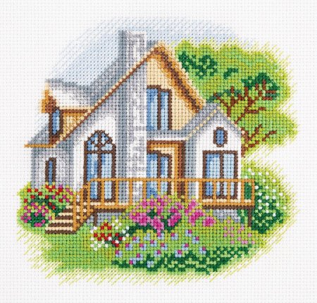 Вышивка домик