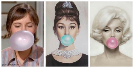 Одри хепберн и мерлин монро с жвачкой