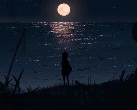 Девочка смотрит на звездное небо