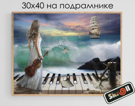 Девушка скрипка море