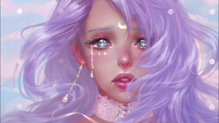 Девушка с сиреневыми волосами фэнтези