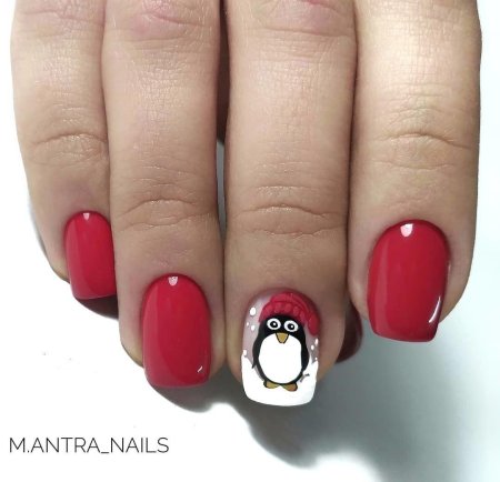 Маникюр красные ногти