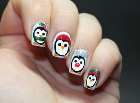 Новогодние рисунки на ногти
