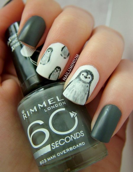 Идеи ногтей с пингвином