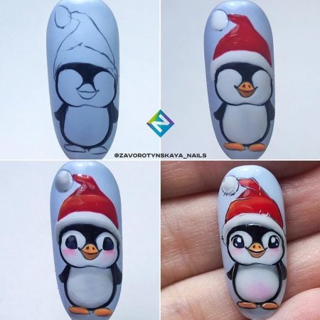 Новогодний маникюр с мультяшками