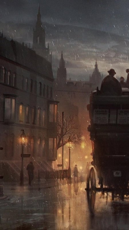 Мрачный дождливый город